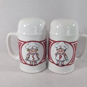 Campbell's Soup 1990 Kids Salt & Pepper Shaker Red White Vintage Ceramic